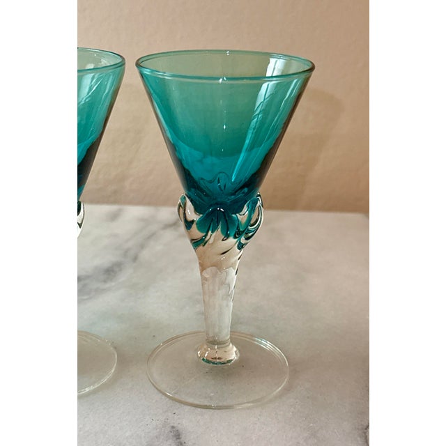 Empoli Empoli Teal Cordial Glasses - Set of 6 For Sale - Image 4 of 7