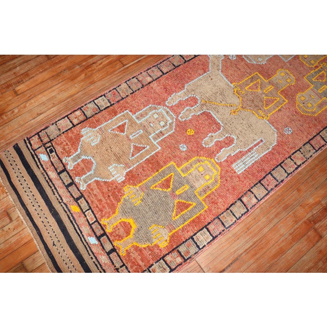 Vintage Turkish Pictorial Anatolian Runner - 3' x 10'11" For Sale In New York - Image 6 of 10