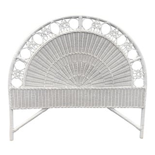 Mid-Century Painted Arch Top Wicker Full Size Headboard For Sale