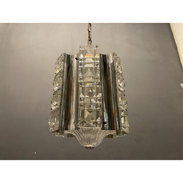 Cut Crystal & Chrome Pendant Light, 1970s For Sale - Image 10 of 14