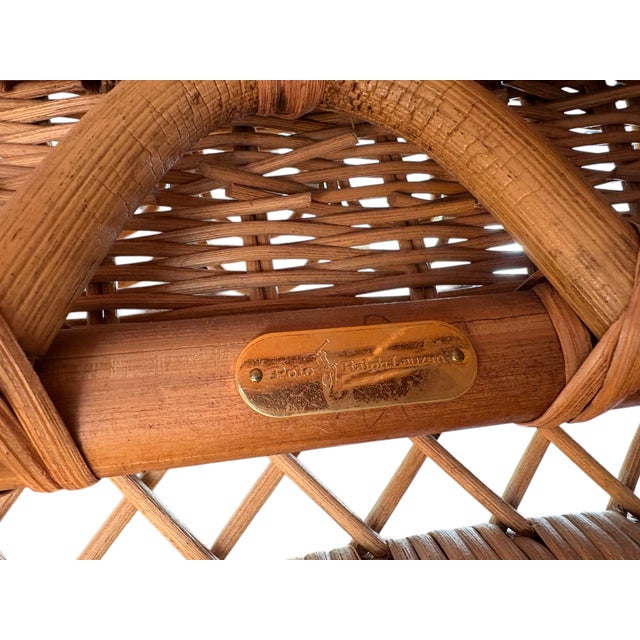 Late 20th Century Ralph Lauren Safari Collection Tan Wicker Rocking Chair For Sale In Indianapolis - Image 6 of 18