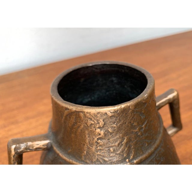 Brown Mid-Century Brutalist Bronze Vase For Sale - Image 8 of 14
