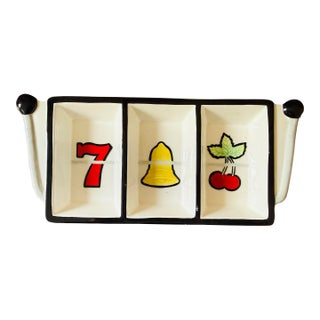 Fitz and Floyd Game Night Divided Appetizer Dish Casino Slot Machine Serving Tray For Sale