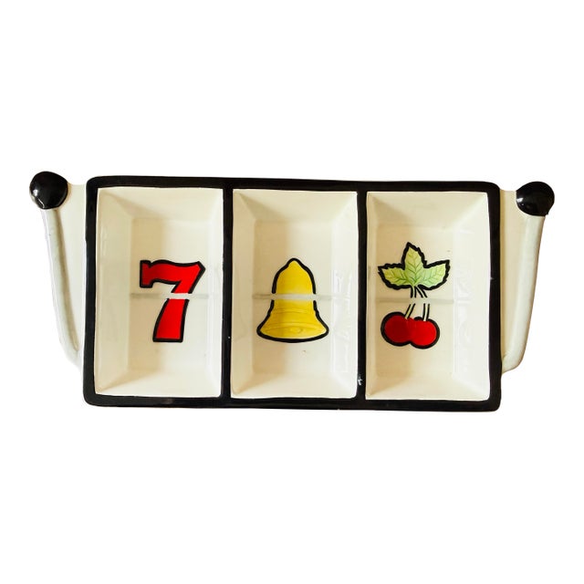 Fitz and Floyd Game Night Divided Appetizer Dish Casino Slot Machine Serving Tray For Sale