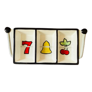 Fitz and Floyd Game Night Divided Appetizer Dish Casino Slot Machine Serving Tray