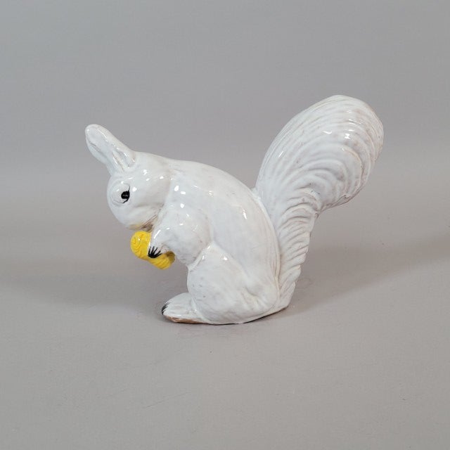 Ceramic Vintage Italian White Glazed Terracotta Squirrel Figurine For Sale - Image 7 of 10