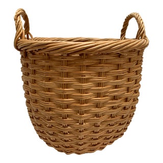 Vintage Rustic Earthy Natural Wood Basket For Sale