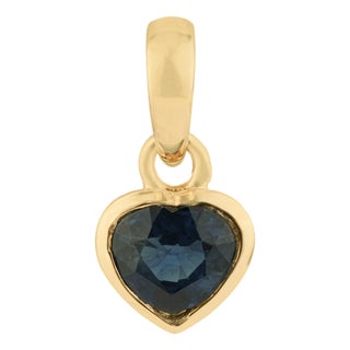 Heart-Shaped Blue Sapphire Bezel Set Solitaire Pendant in 14k Yellow Gold For Sale
