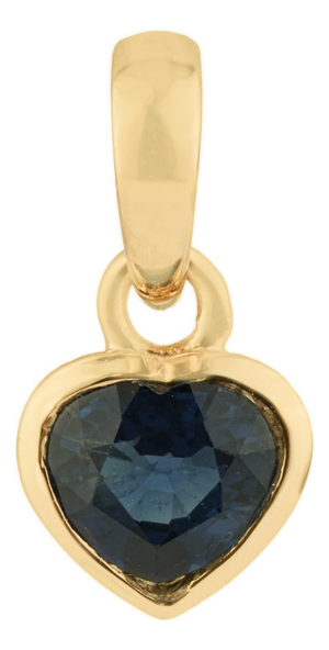 Heart-Shaped Blue Sapphire Bezel Set Solitaire Pendant in 14k Yellow Gold