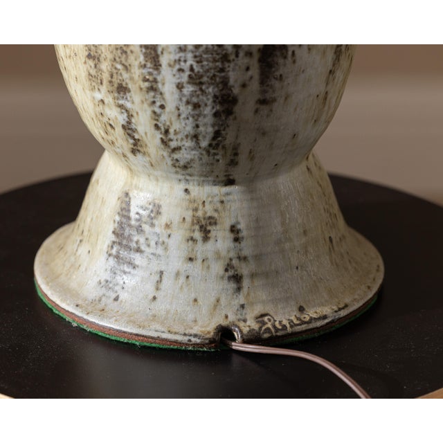 Cream Vintage Petzold '73 Studio Pottery Table Lamp For Sale - Image 8 of 12