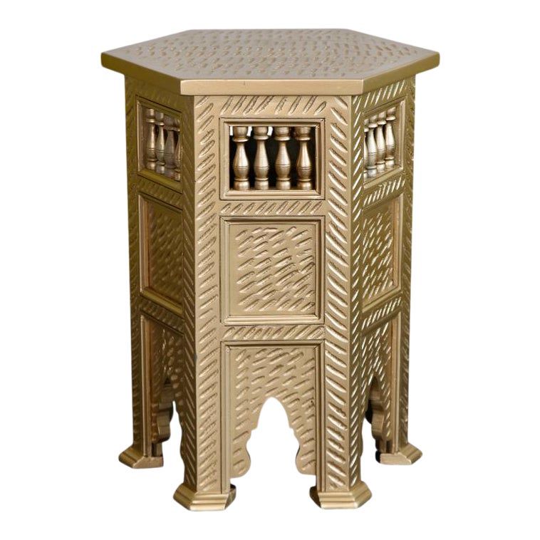 Moroccan Golden Wooden Side Table Chairish
