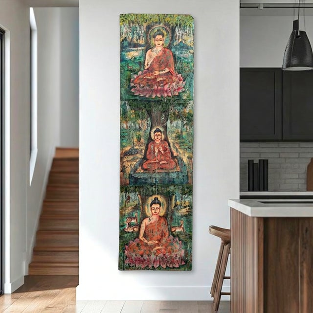 Dimensions: 21" W x 1.5" D x 74" H Features: • A rare piece and one of its kind exists • 100% solid wood base • Hand...