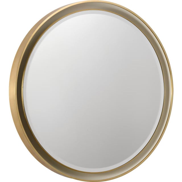 Visual Comfort Thomas O'Brien for Visual Comfort Signature Tricia 30" Illuminated Round Mirror in Hand-Rubbed Antique Brass For Sale - Image 4 of 11