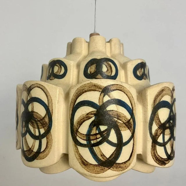 Ceramic Flower Pendant Light, Denmark, 1970s For Sale - Image 6 of 11