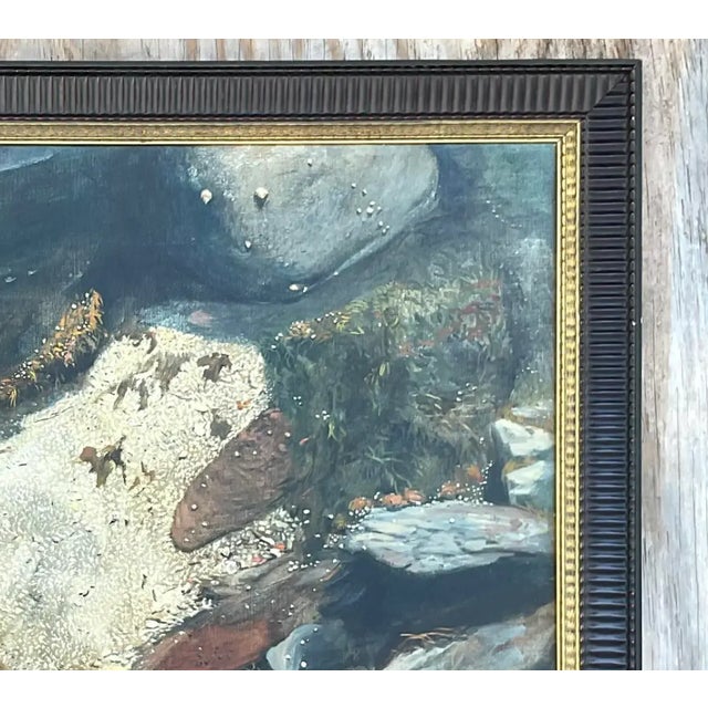 Cerulean Vintage Boho Original Abstract Oil Painting For Sale - Image 8 of 13