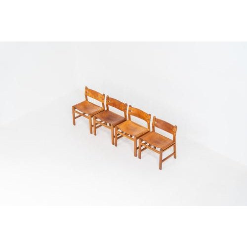 Oak & Leather Dining Chairs, Denmark, 1960s, Set of 4 For Sale - Image 4 of 17