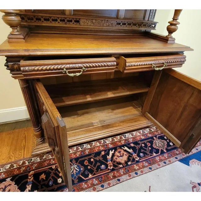 Wood 19th Century Belgian Renaissance Revival Carved Walnut Hunting Cupboard, Sideboard Cabinet, Circa 1880 For Sale - Image 7 of 12