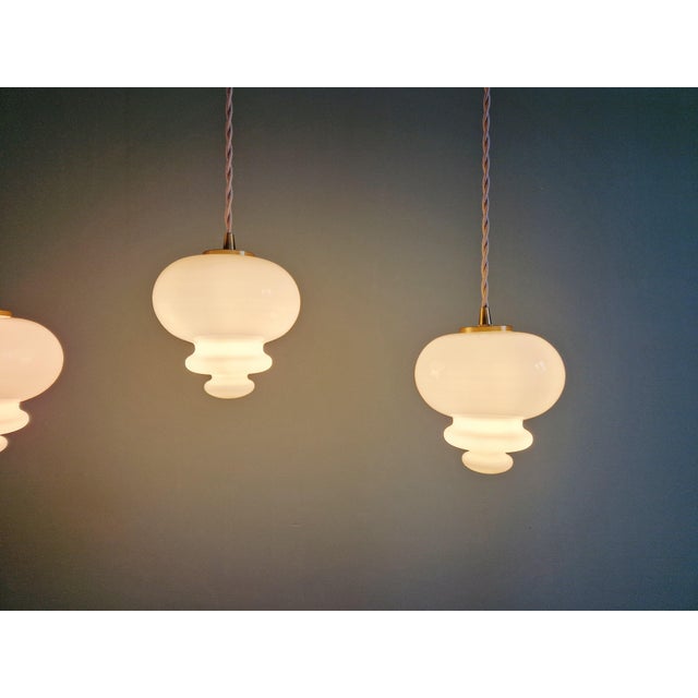 Scandinavian Pendant Lights in White Opaline Glass, 1960, Set of 3 For Sale - Image 18 of 18