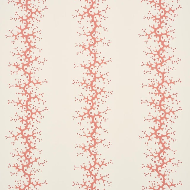 SAMPLE - Schumacher Coral Stripe Wallpaper In Coral For Sale