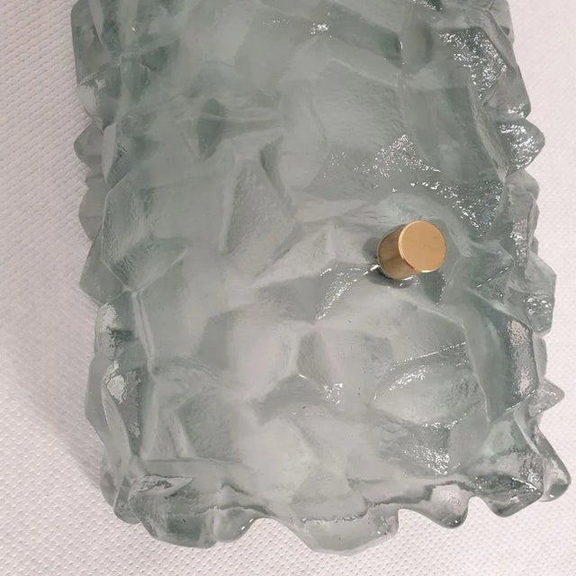 Glass Blue-Green Murano Glass Mid Century Sconces, a Pair 1980s For Sale - Image 7 of 12