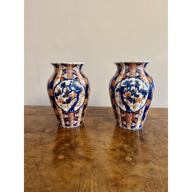 Antique Japanese Imari Shaped Vases, 1900, Set of 2 For Sale - Image 3 of 7