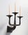 Pair of Brutalist candelabra candle sconces, dated by the owner to approximately the 1960s–1970s. Each sculptural metal...