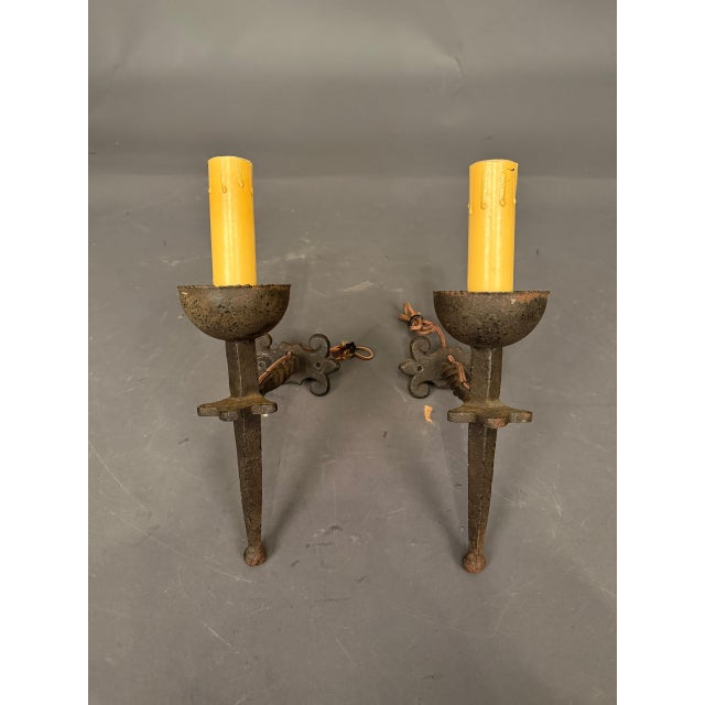 1890s French Iron Wall Sconces - Pair For Sale - Image 11 of 11