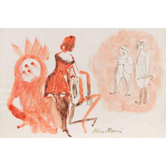 Watercolor drawing on paper. Hand signed lower right. Very good condition. This piece is attributed to the mentioned...