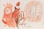 Watercolor drawing on paper. Hand signed lower right. Very good condition. This piece is attributed to the mentioned...