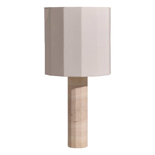 Large White Travertine Roma II Dodecagon Table Lamp by Nassi For Sale