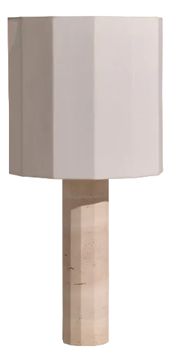 Large White Travertine Roma II Dodecagon Table Lamp by Nassi