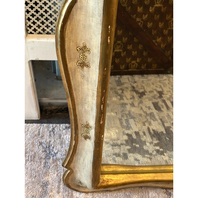 1940s Large Cream Painted & Gilded Vintage Wall Mirror For Sale - Image 5 of 8