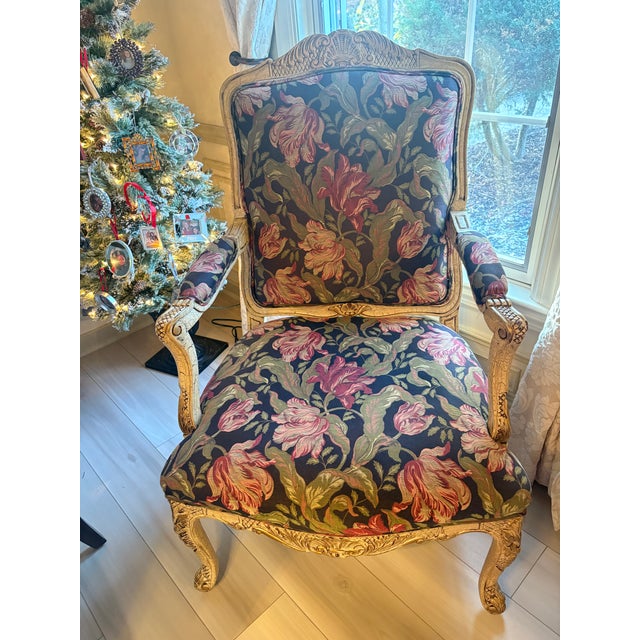 2000 - 2009 Sherrill French Provincial Chairs With Custom Accent Pillows - Set of 2 For Sale - Image 5 of 12