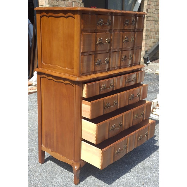 Mid 20th Century Permacraft Provincial Style Cherry Chest on Chest of Drawers For Sale In Washington DC - Image 6 of 14