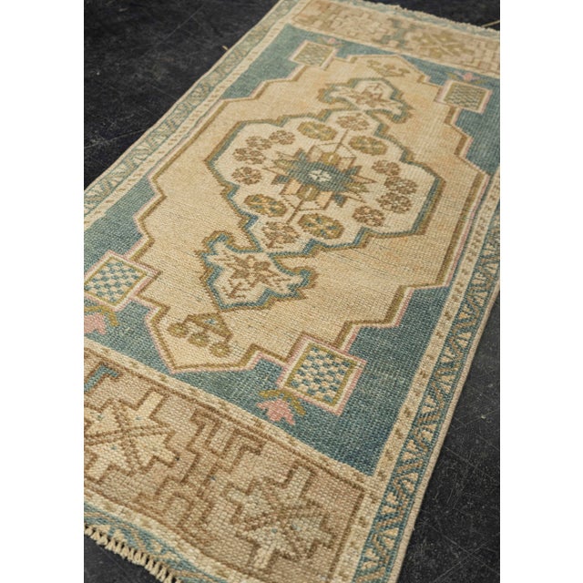 Textile Turkish Mini Rug Oriental Hand Knotted Vintage Rug 1'9" x 3'6" #21244 For Sale - Image 7 of 8