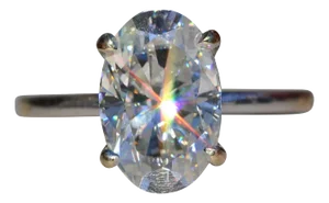 The Hilaire: Ladies 14K White Gold 3.50 CT Oval Moissanite Engagement Ring