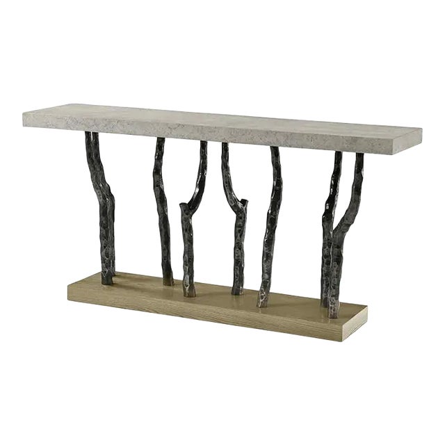 Modern Faux Bois Console Table Chairish