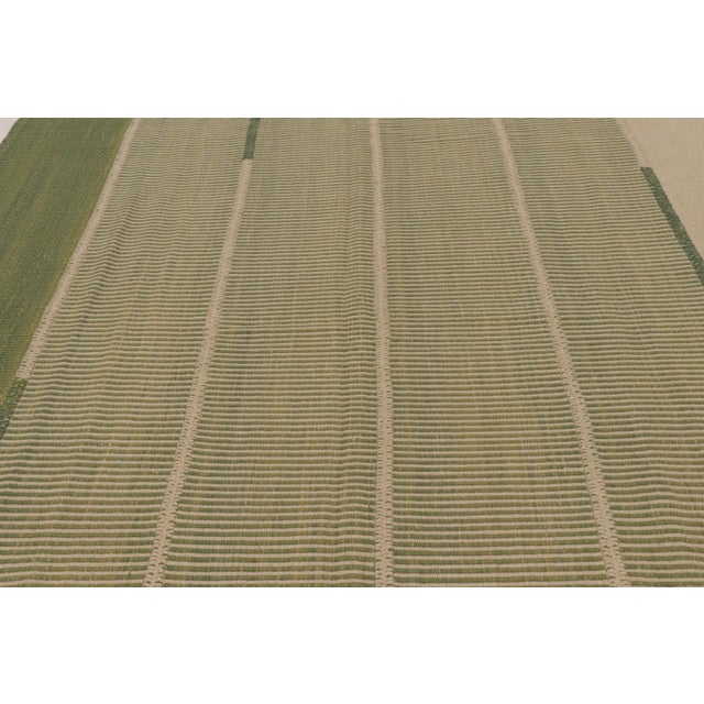 2020s Rug & Kilim’s Contemporary Kilim With Textural Stripes in Beige & Green For Sale - Image 5 of 10