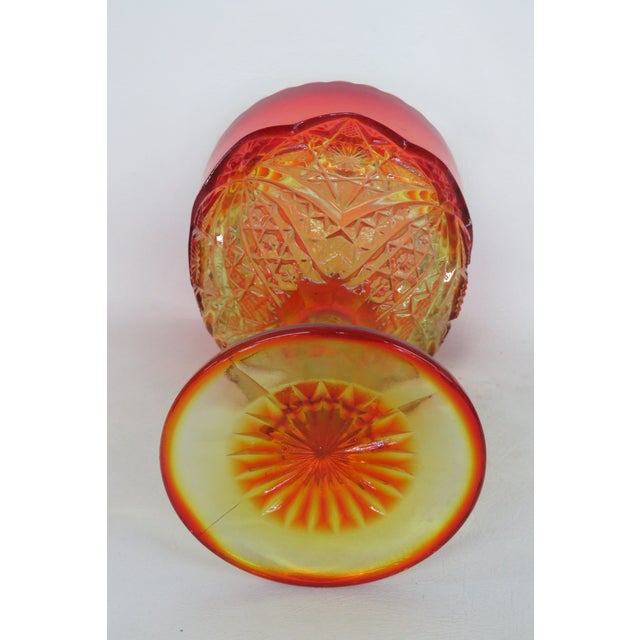 Viking Glass Amberina Yesteryear Star Footed Compote Goblet Cadmium Glow 5877b For Sale - Image 9 of 14