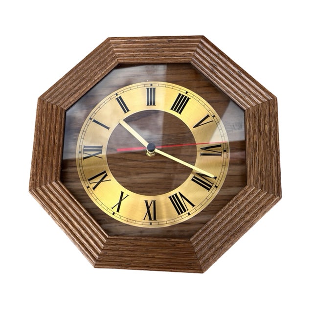 Brown Ebg Wooden Wall Clock, Germany 1980s For Sale - Image 8 of 12