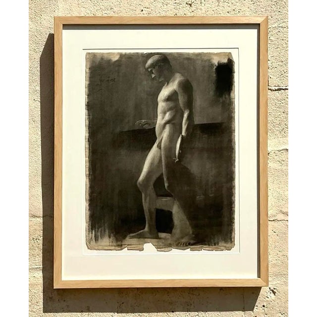 Vintage 1930s Original Pencil Sketch of Man For Sale - Image 9 of 12