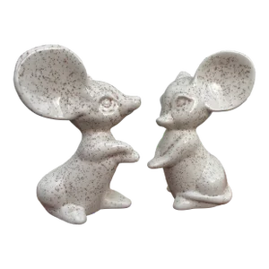 Pair of Mid 20th Century Ceramic Speckled Mice