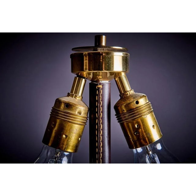 Metal Leather Wrapped Brass Floor Lamp from Kalmar Leuchten, Austria, 1960s For Sale - Image 7 of 9