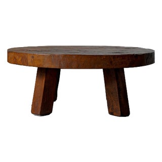Rustic Round Oak Coffee Table, Netherlands, 1960s For Sale