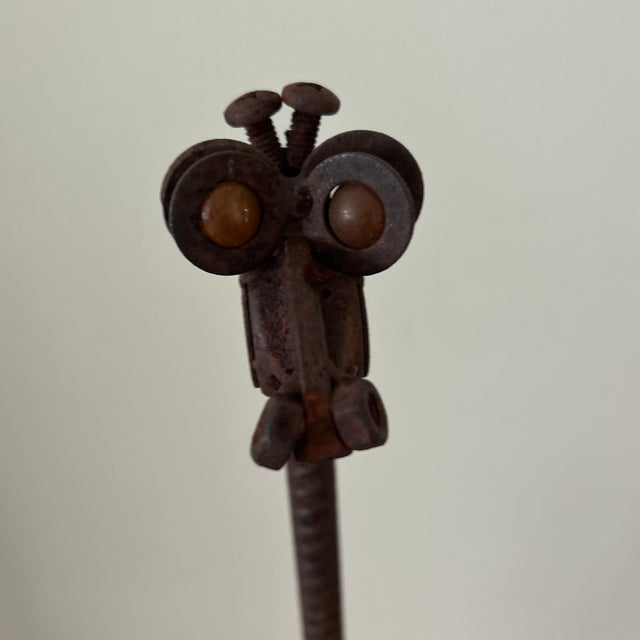 Vintage Iron Whimsical Handcrafted Rusted Giraffe Sculpture For Sale - Image 4 of 12