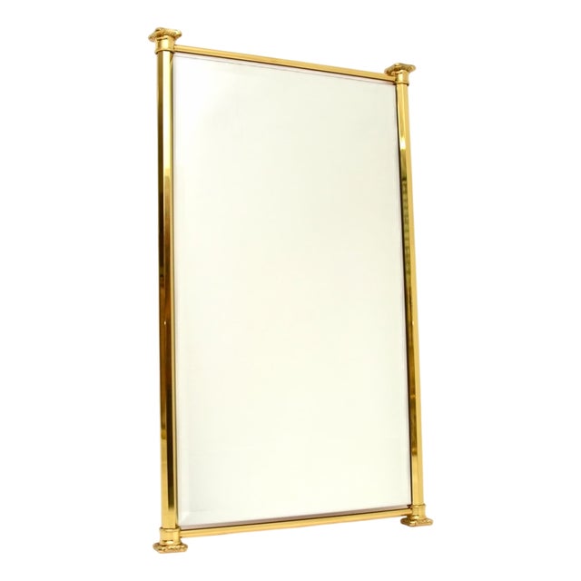 Vintage French Brass Mirror, 1970s For Sale