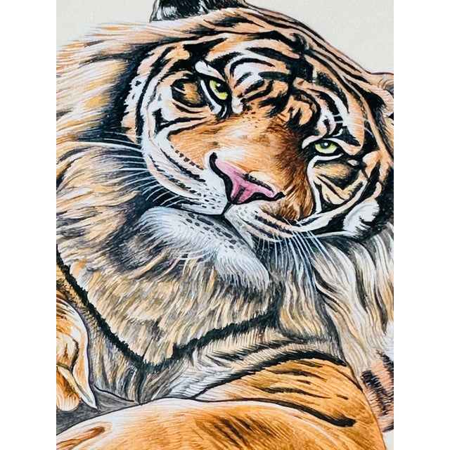 Realism Original Realist Tiger Painting in a Vintage Italian Giltwood Frame For Sale - Image 3 of 5