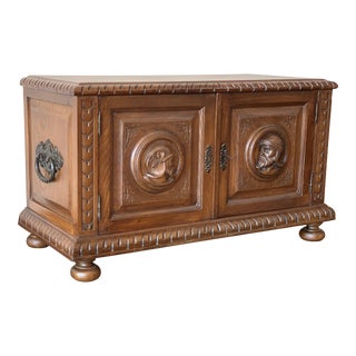 19th Century Spanish Baroque Hand Carved Chest Trunk For Sale