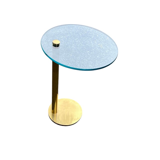 Mid-Century Modern Mid 20th Century Attributed Leon Rosen Pace Solid Brass Glass Side Table For Sale - Image 3 of 15