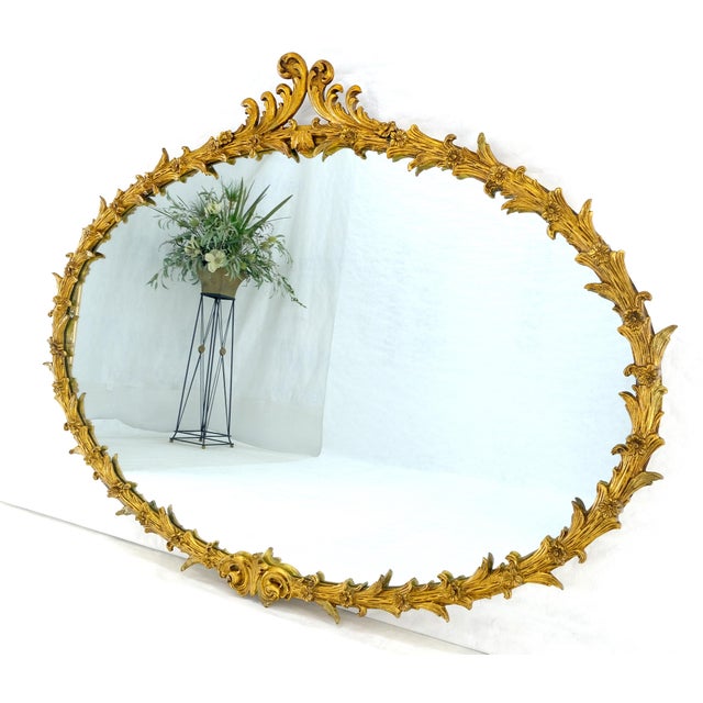 Large Fine 61” Long Oval Gilt Gesso Rococo Louis VX Style MINT For Sale - Image 14 of 15